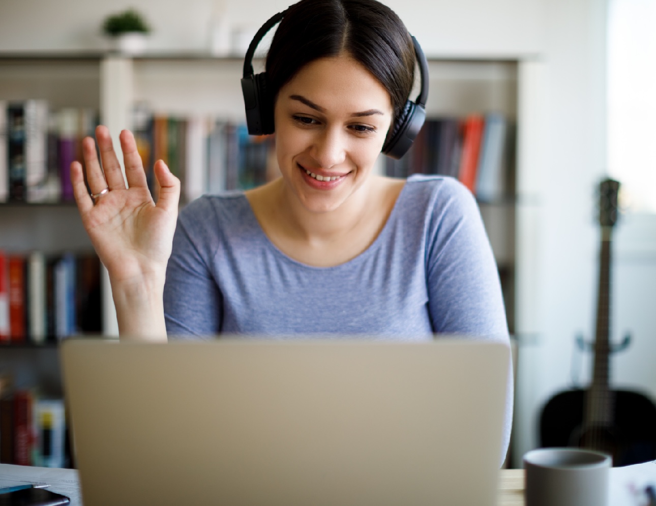 Student on video call